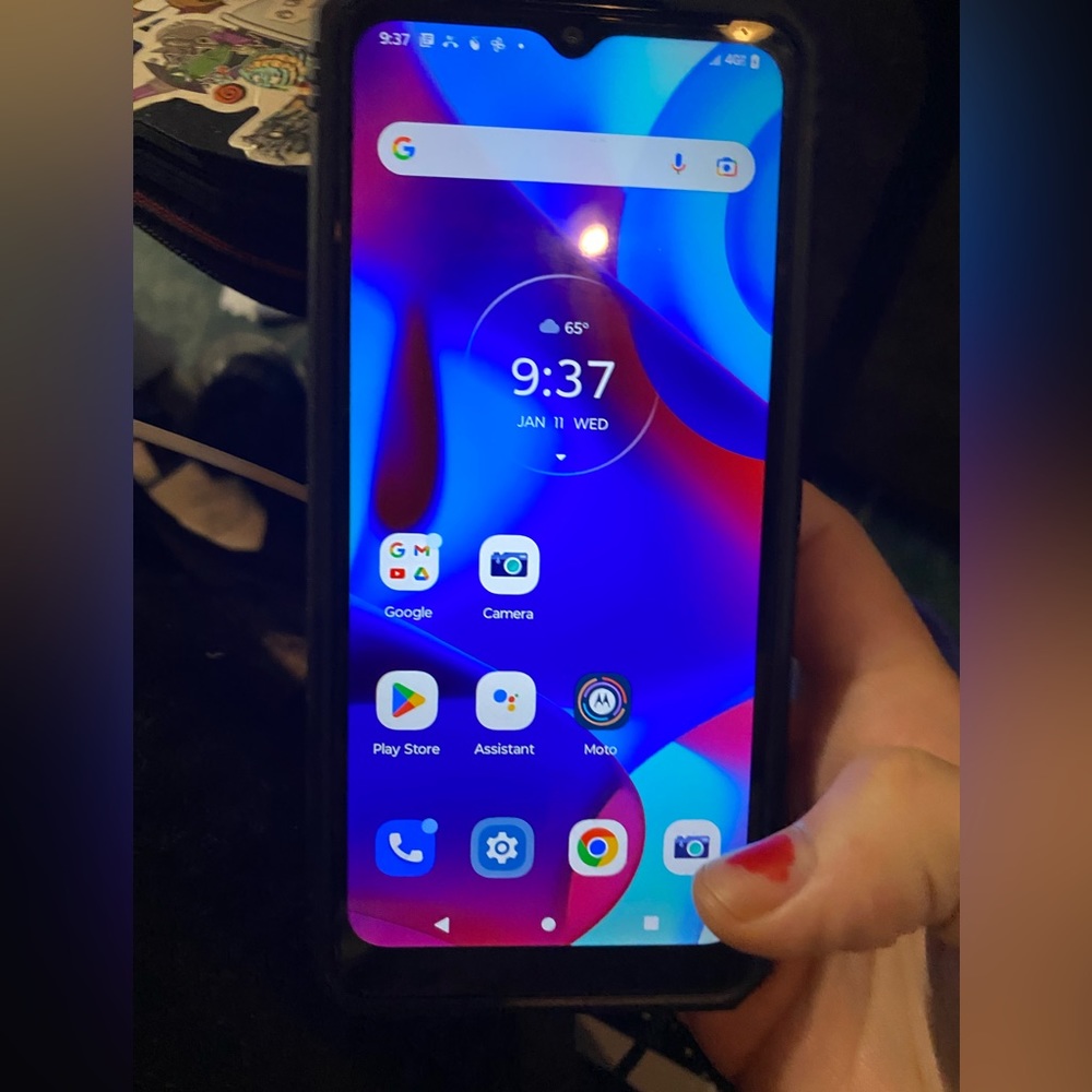 Moto G Pure Android cell phone Indigo Blue 32gb internal with SD slot sim tray